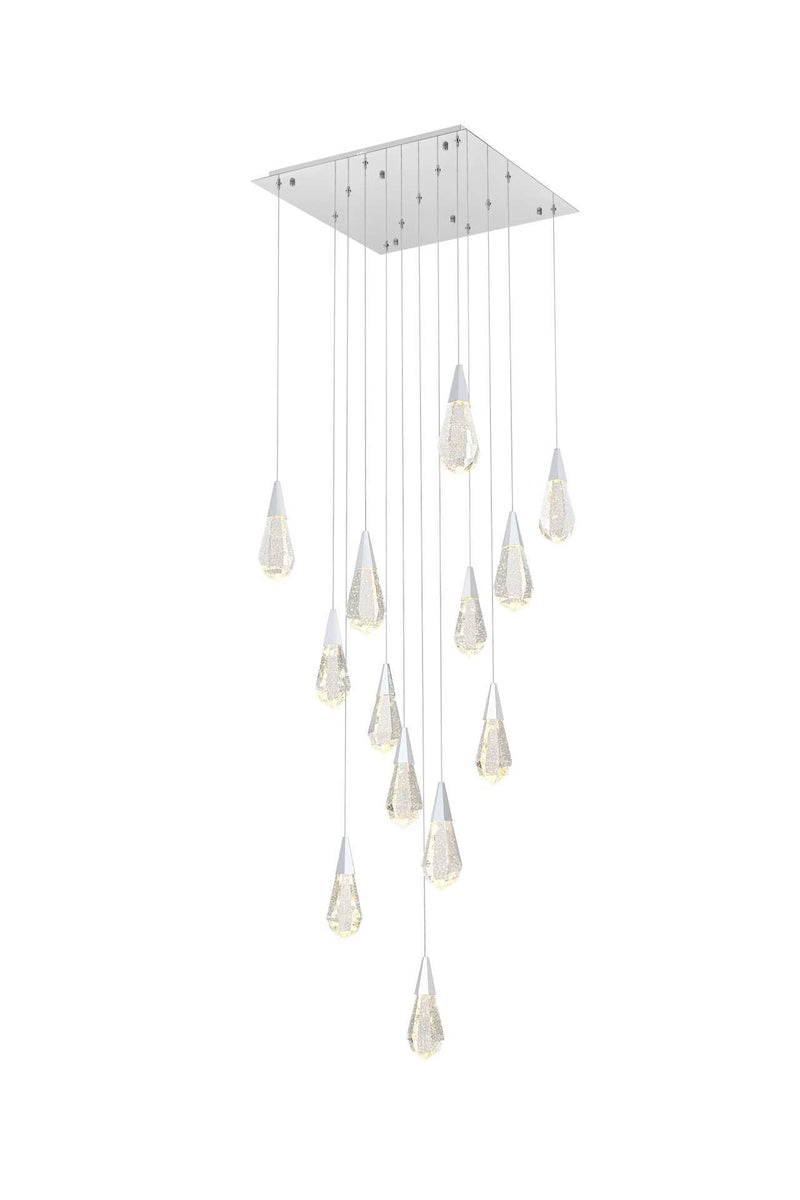 Amora 26" 13-Light Square Pendant in Chrome And Clear