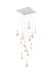 Amora 26" 13-Light Square Pendant in Chrome And Frosted White