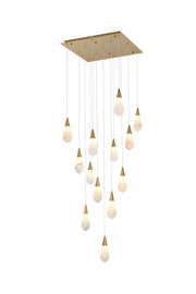 Amora 26" 13-Light Square Pendant in Satin Gold And Frosted White