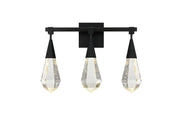 Amora 20" 3-Light Bath Vanity Light in Black And Clear