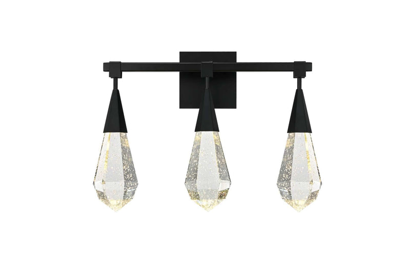 Amora 20" 3-Light Bath Vanity Light in Black And Clear