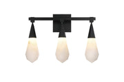Amora 20" 3-Light Bath Vanity Light in Black And Frosted White