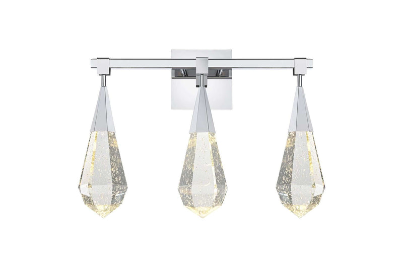 Amora 20" 3-Light Bath Vanity Light in Chrome And Clear
