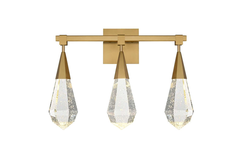 Amora 20" 3-Light Bath Vanity Light in Satin Gold And Clear