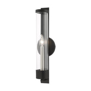 Castleton Tall ADA Wall Sconce in Black with Brushed Nickel Candle