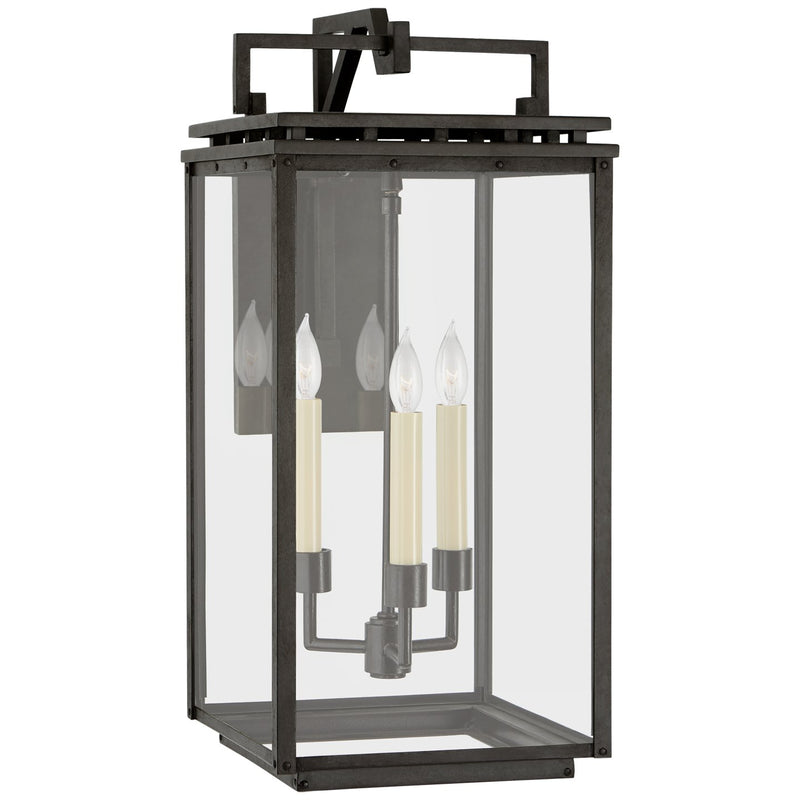 Cheshire Medium Bracketed 3-Light Outdoor Wall Lantern in Aged Iron