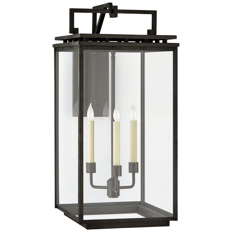 Cheshire Large Bracketed 3-Light Outdoor Wall Lantern in Aged Iron