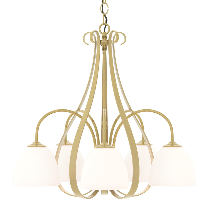 Sweeping Taper 5-Light 24" Chandelier in Modern Brass