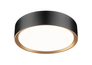 Kawan 1 Light 12" Flush Mount in Matte Black + Modern Gold