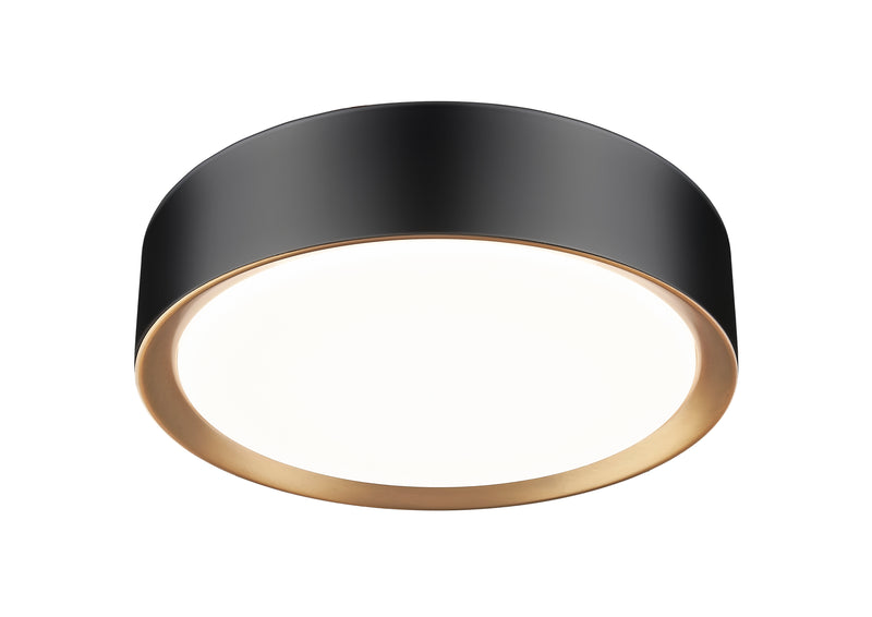 Kawan 1 Light 12" Flush Mount in Matte Black + Modern Gold
