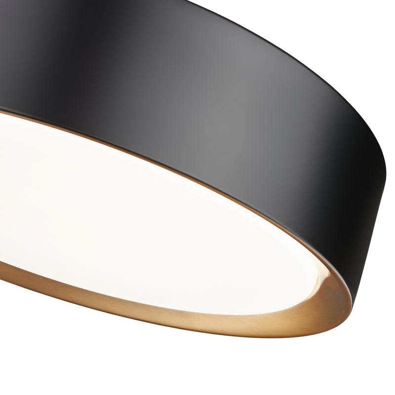 Kawan 1 Light 12" Flush Mount in Matte Black + Modern Gold