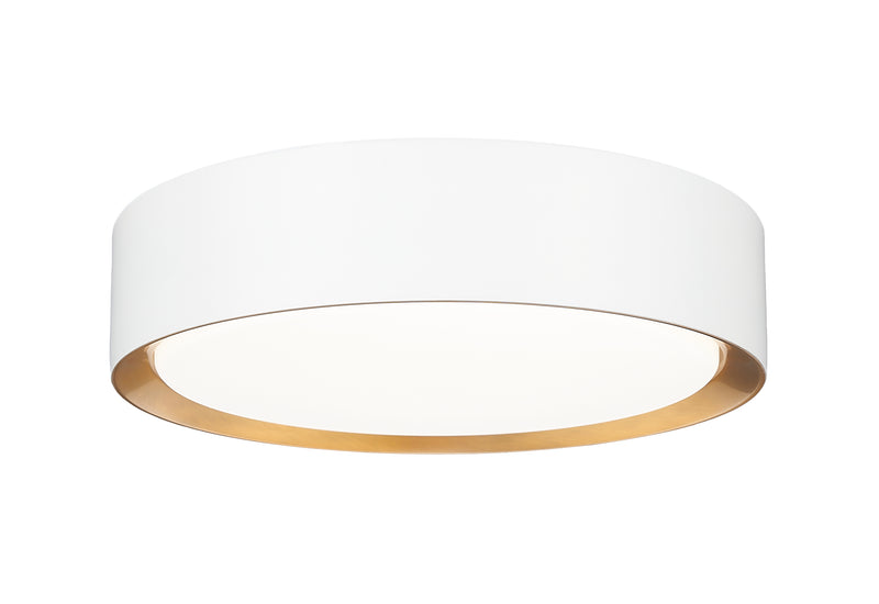 Kawan 1 Light 12" Flush Mount in Matte White + Modern Gold
