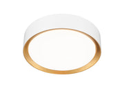 Kawan 1 Light 12" Flush Mount in Matte White + Modern Gold