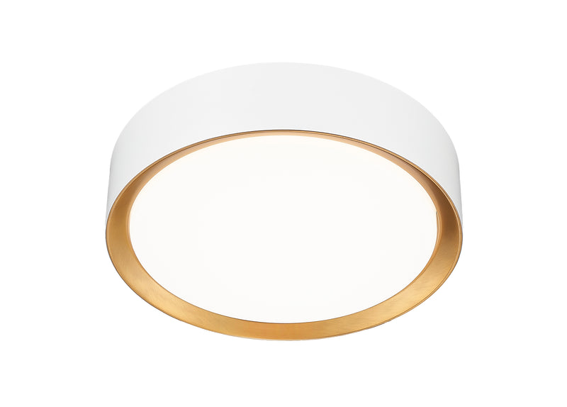 Kawan 1 Light 12" Flush Mount in Matte White + Modern Gold