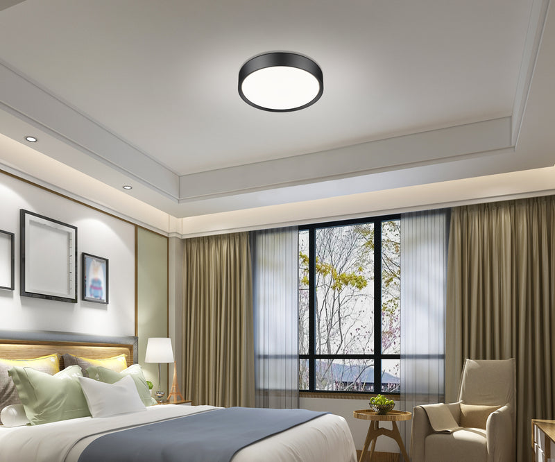 Kawan 1 Light 16" Flush Mount in Matte Black in a room setting