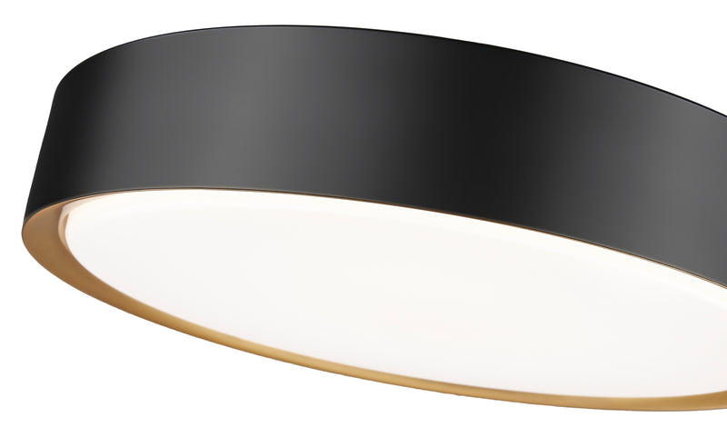 Kawan 1 Light 16" Flush Mount in Matte Black + Modern Gold