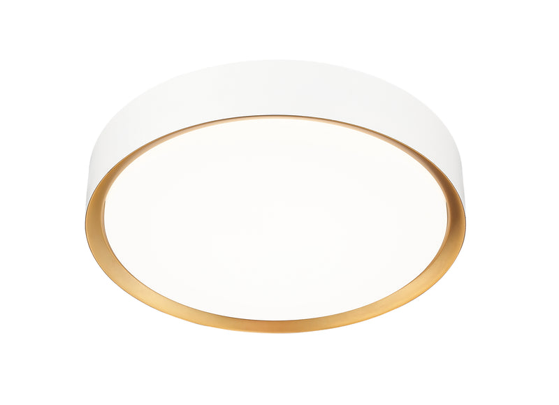 Kawan 1 Light 16" Flush Mount in Matte White + Modern Gold