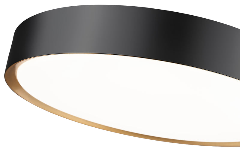 Kawan 1 Light 20" Flush Mount in Matte Black + Modern Gold