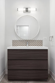 Egon 1 Light 18" Vanity in Brushed Nickel in a room setting