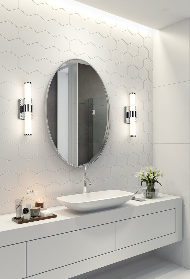 Egon 1 Light 18" Vanity in Chrome in a room setting