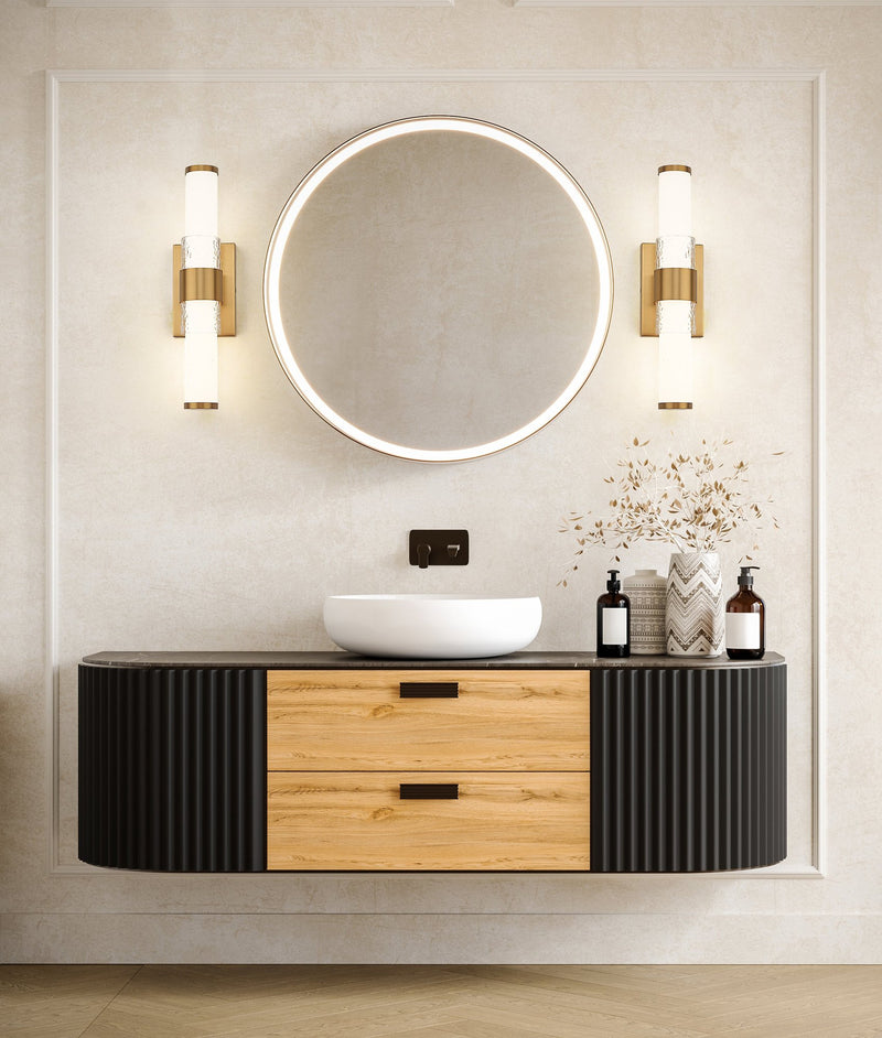 Egon 1 Light 18" Vanity in Modern Gold in a room setting