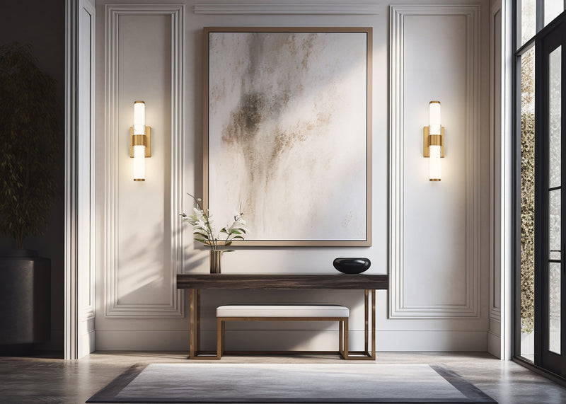 Egon 1 Light 18" Vanity in Modern Gold in a room setting