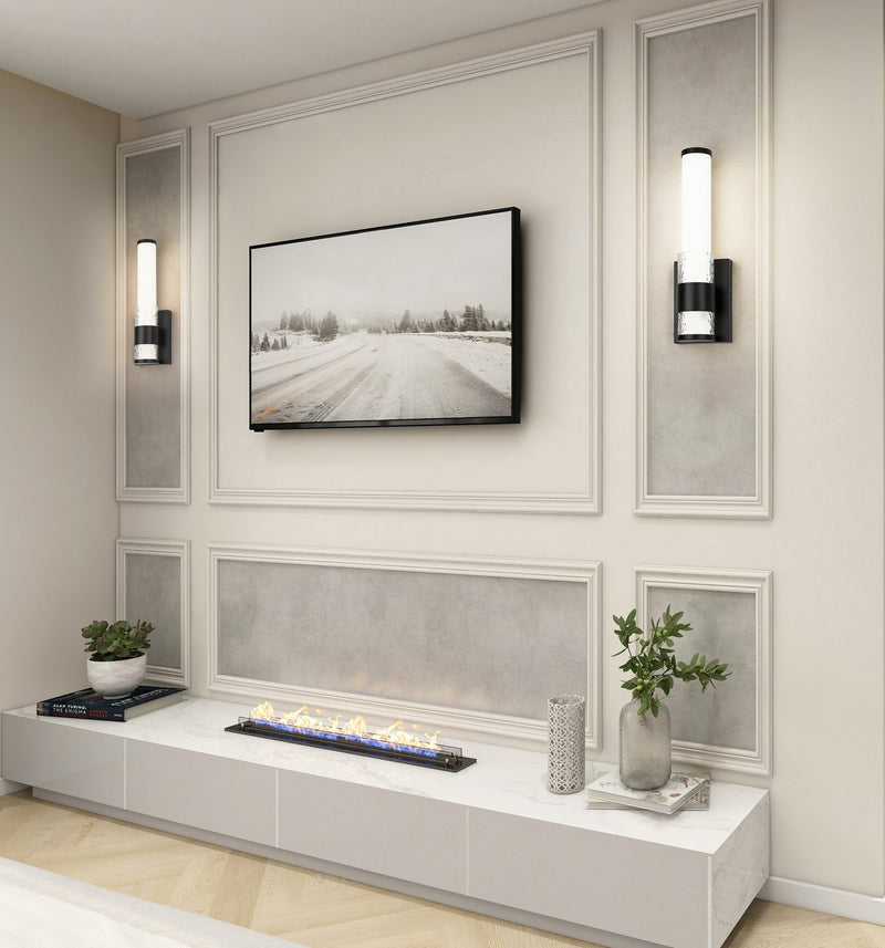 Egon 1 Light 4.75" Wall Sconce in Matte Black in a room setting