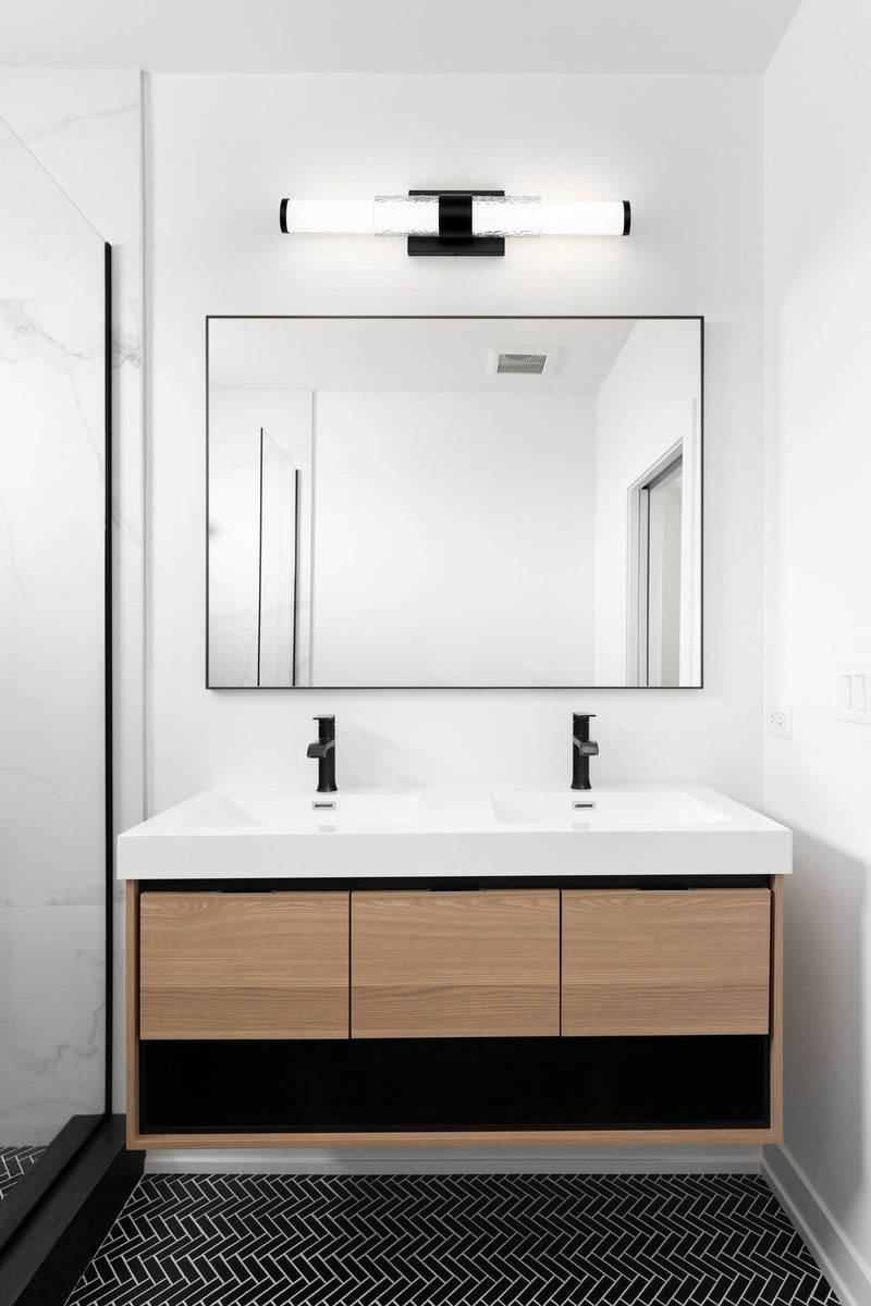 Egon 1 Light 25" Vanity in Matte Black in a room setting