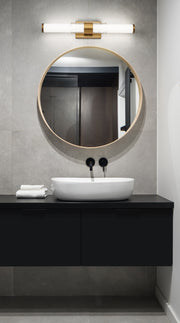 Egon 1 Light 25" Vanity in Modern Gold in a room setting