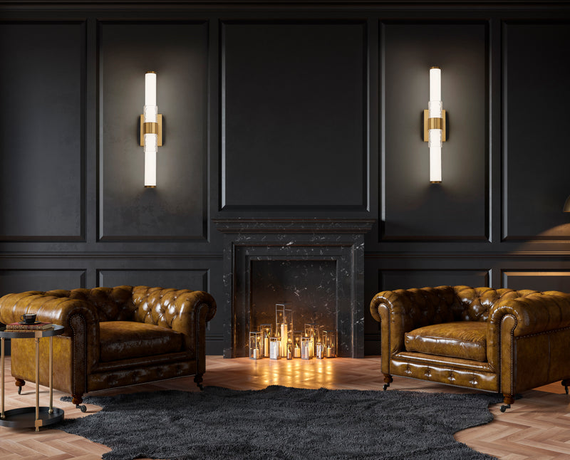 Egon 1 Light 25" Vanity in Modern Gold in a room setting