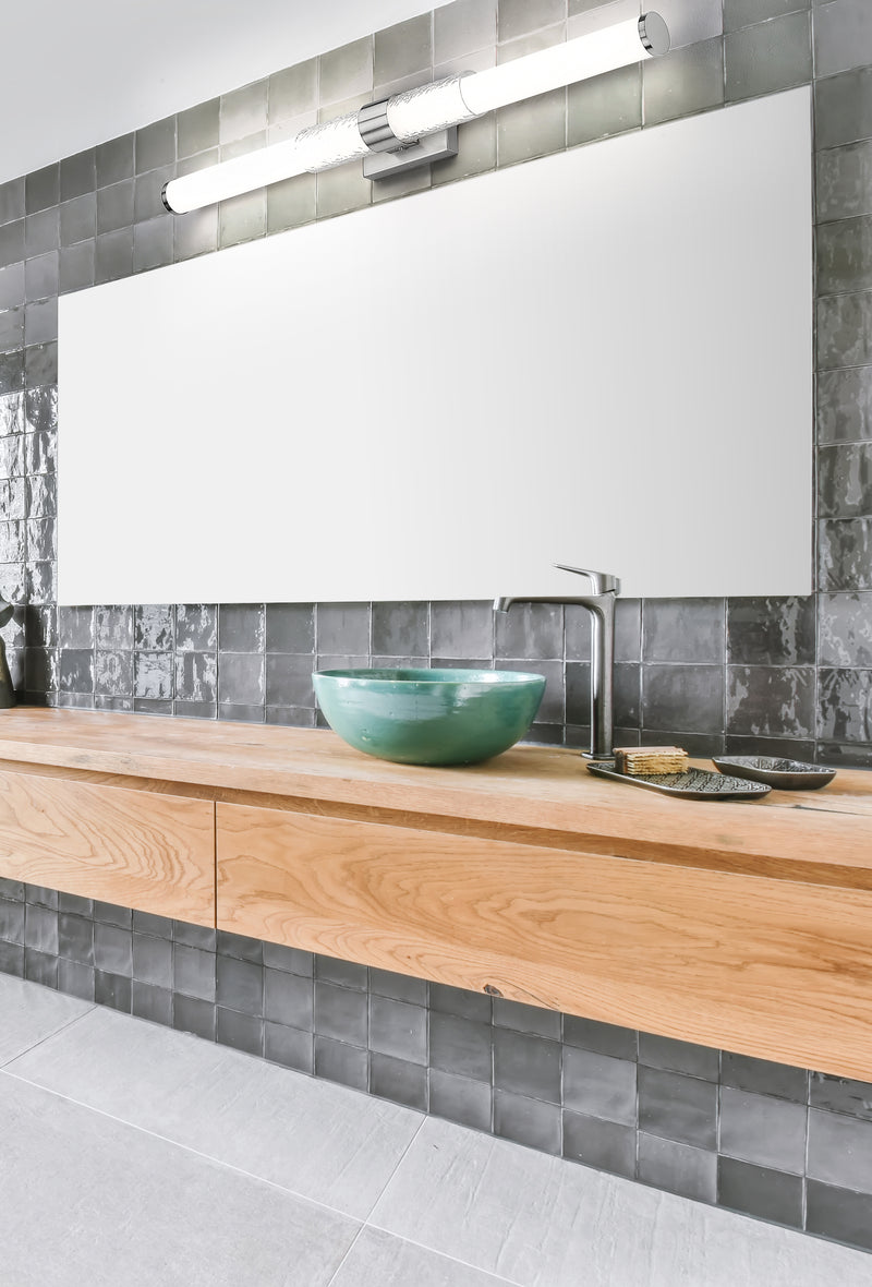 Egon 1 Light 40" Vanity in Brushed Nickel in a room setting