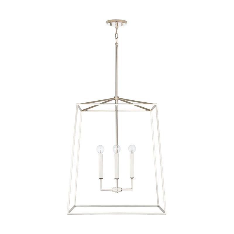 Thea 4-Light Foyer Pendant in Polished Nickel - Lamps Expo
