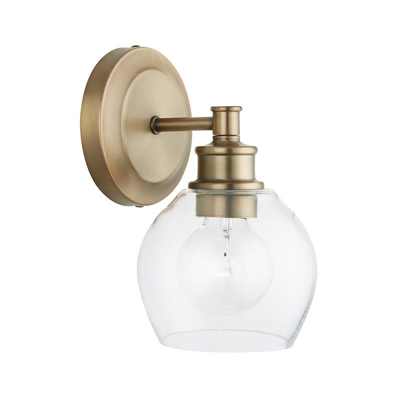 Mid Century 1-Light Wall Sconce in Aged Brass - Lamps Expo