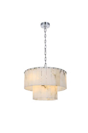Georgina 20" 9-Light Chandelier in Chrome And Frosted White