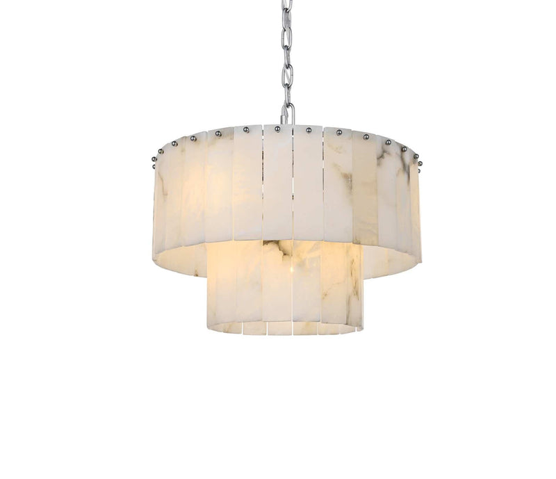 Georgina 20" 9-Light Chandelier in Chrome And Frosted White