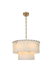 Georgina 20" 9-Light Chandelier in Satin Gold And Frosted White