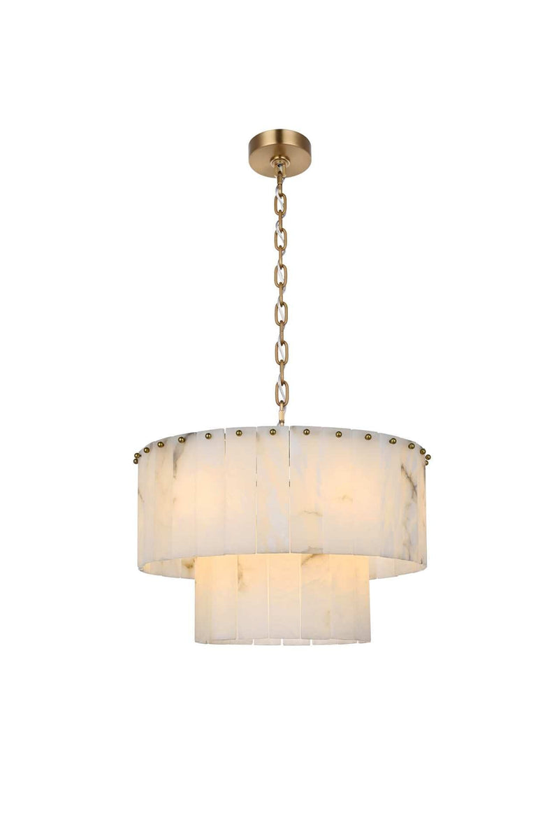 Georgina 20" 9-Light Chandelier in Satin Gold And Frosted White