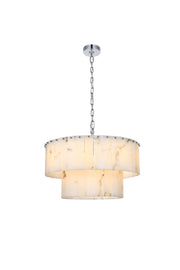 Georgina 24" 12-Light Chandelier in Chrome And Frosted White