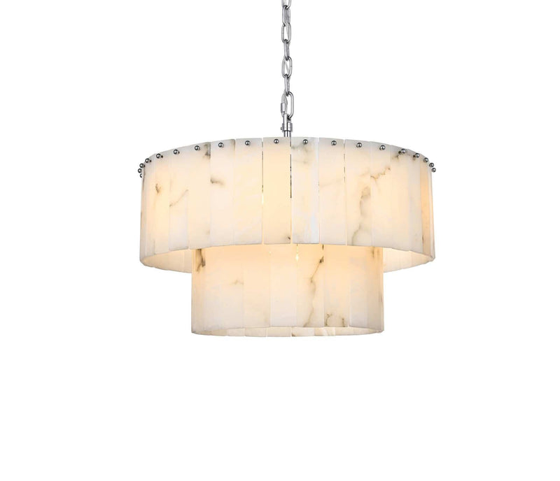 Georgina 24" 12-Light Chandelier in Chrome And Frosted White