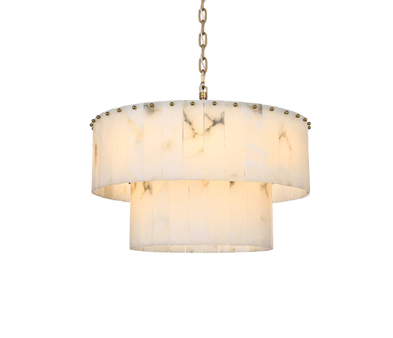 Georgina 24" 12-Light Chandelier in Satin Gold And Frosted White