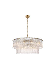 Georgina 32" 18-Light Chandelier in Satin Gold And Clear