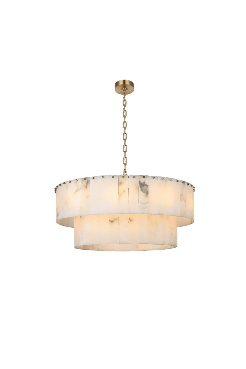 Georgina 32" 18-Light Chandelier in Satin Gold And Frosted White