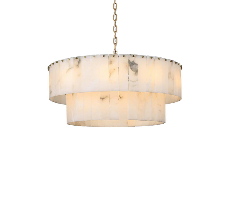 Georgina 32" 18-Light Chandelier in Satin Gold And Frosted White