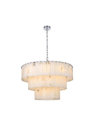 Georgina 32" 22-Light Chandelier in Chrome And Frosted White