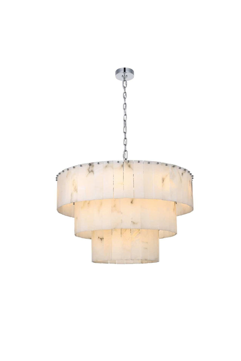 Georgina 32" 22-Light Chandelier in Chrome And Frosted White