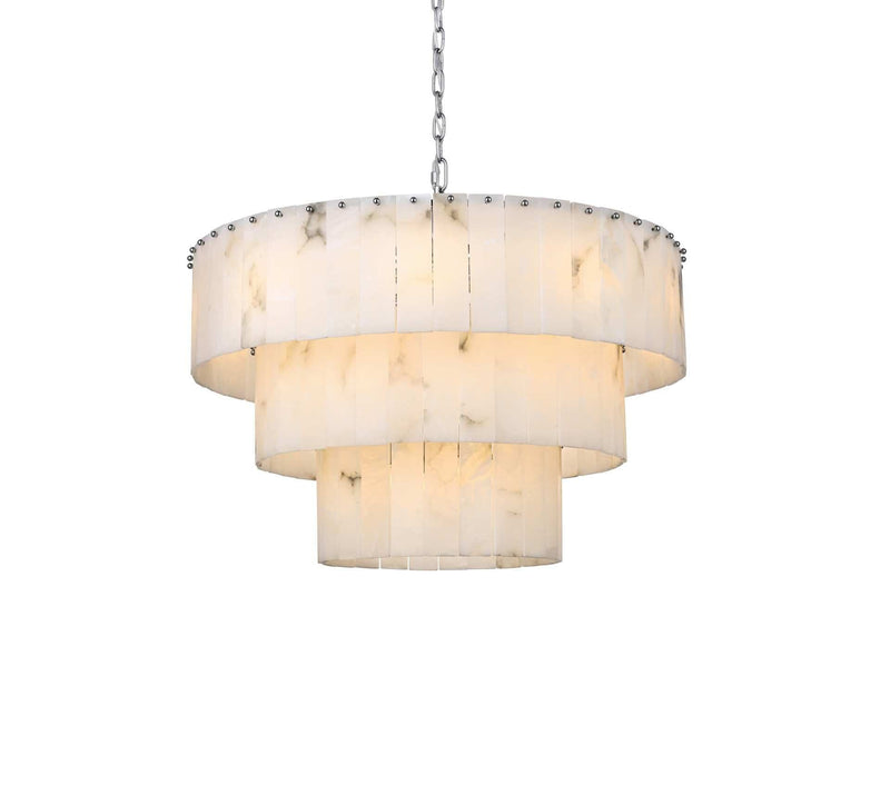 Georgina 32" 22-Light Chandelier in Chrome And Frosted White
