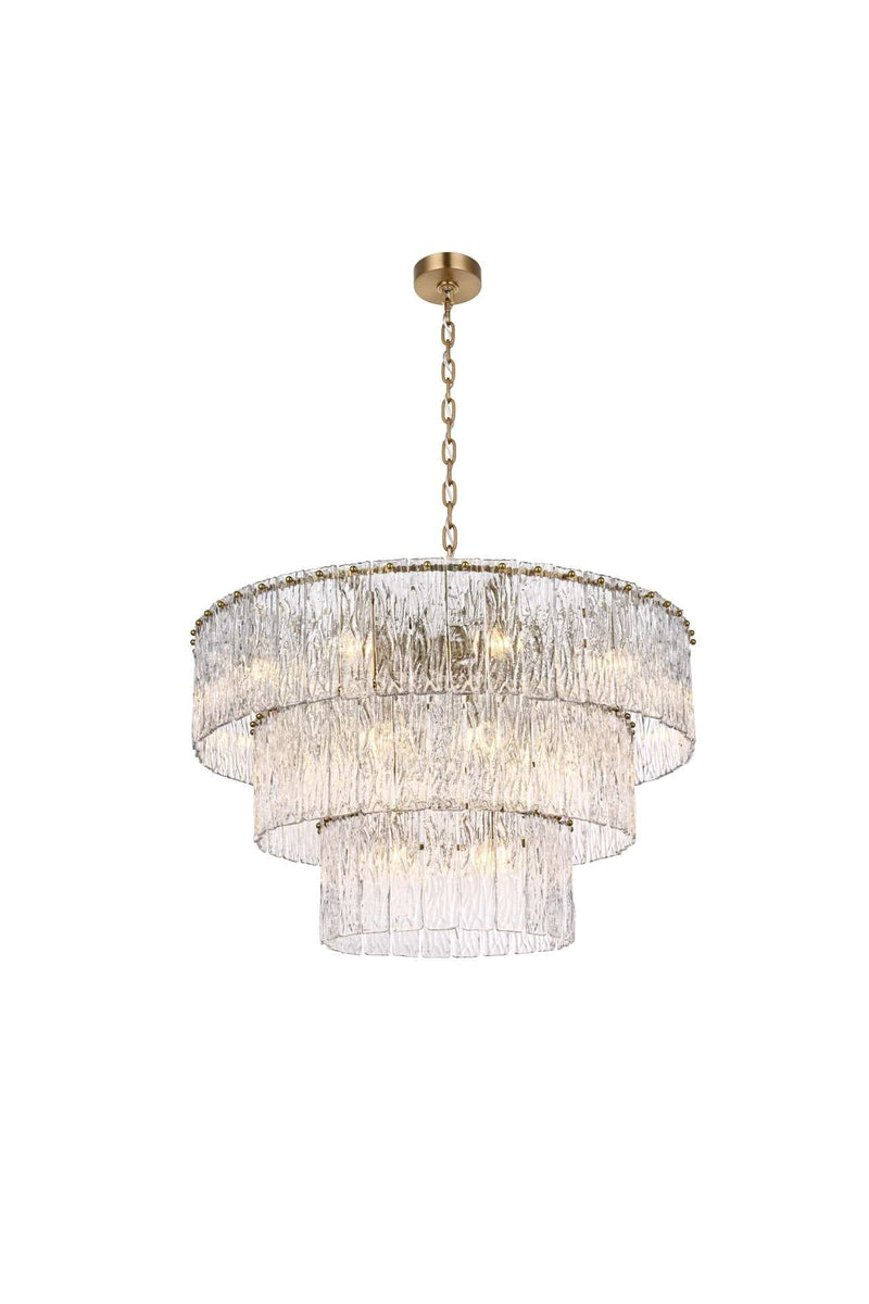 Georgina 32" 22-Light Chandelier in Satin Gold And Clear