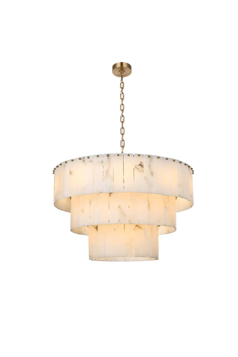 Georgina 32" 22-Light Chandelier in Satin Gold And Frosted White