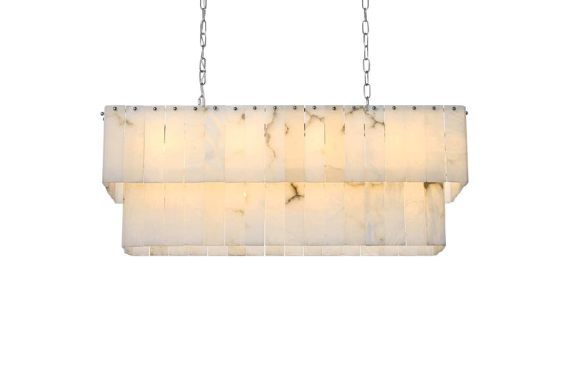 Georgina 36" 14-Light Linear Chandelier in Chrome And Frosted White