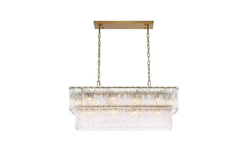 Georgina 36" 14-Light Linear Chandelier in Satin Gold And Clear